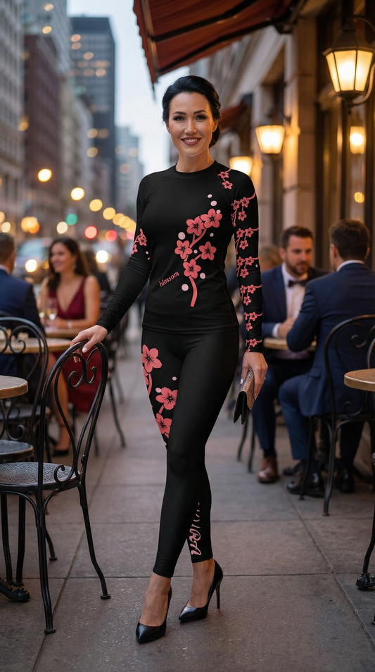 "Sakura Blossom" UPF 50+ Fitted Stretchy L/S Tee