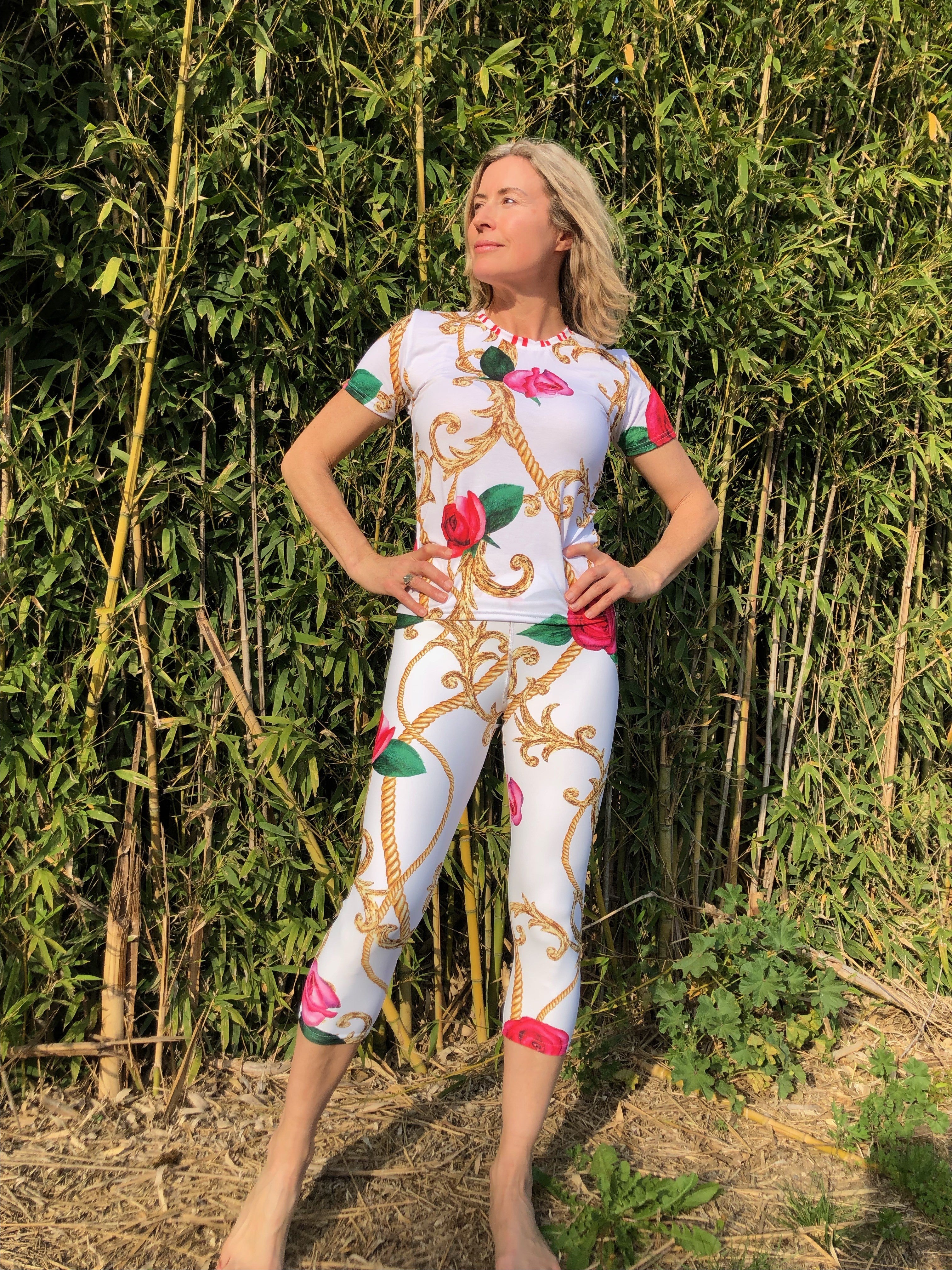 "Rose of Sharon" Straight Size UPF 50+ High-Rise Capri Pant