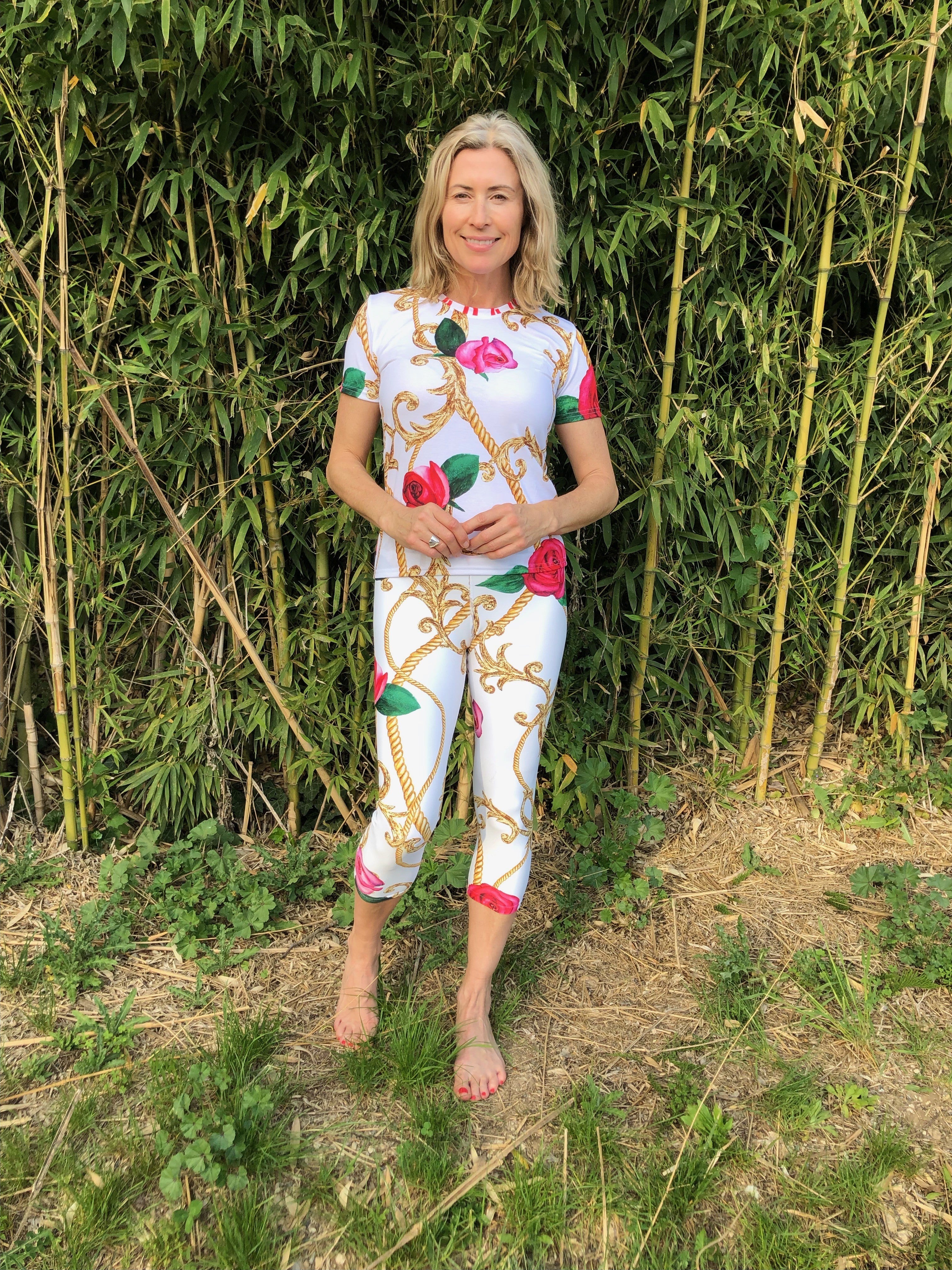 "Rose of Sharon" Straight Size UPF 50+ High-Rise Capri Pant-2