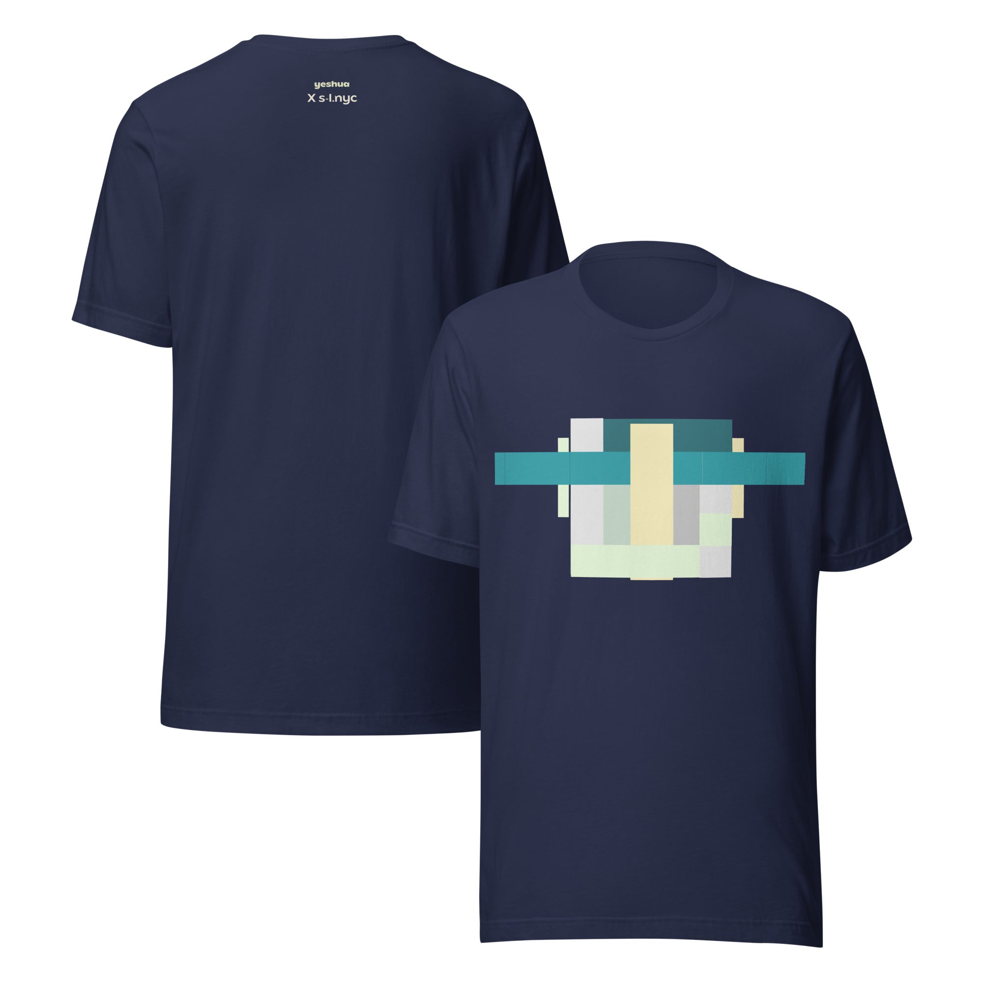 "Blue Colorblock" Short Sleeve Unisex Cotton T-Shirt
